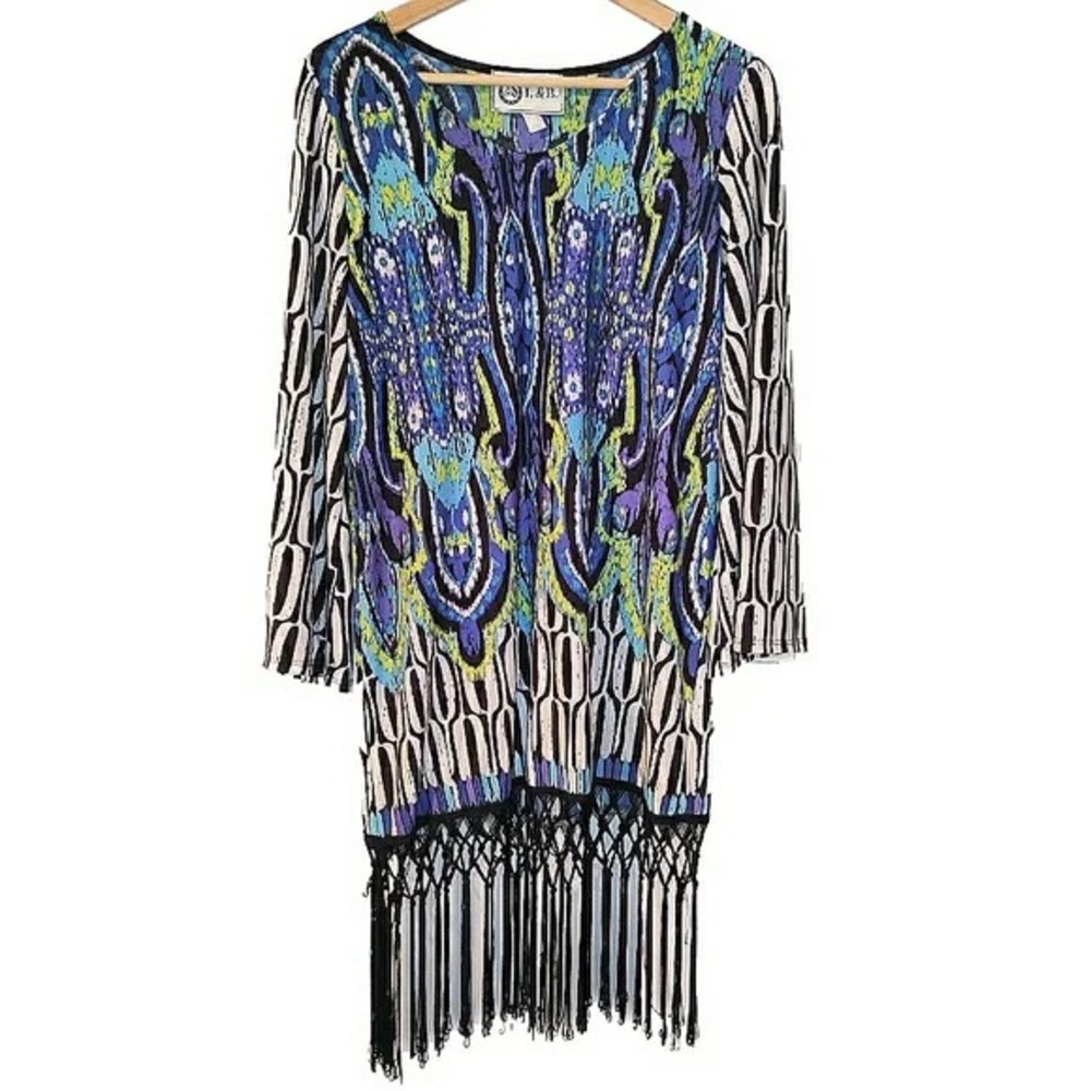 L&B Western Boho Fringe Mini Dress or Tunic Medium